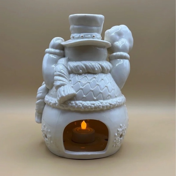 Living Home Christmas Porcelain Snowman Tealight Holder - Picture 3 of 12